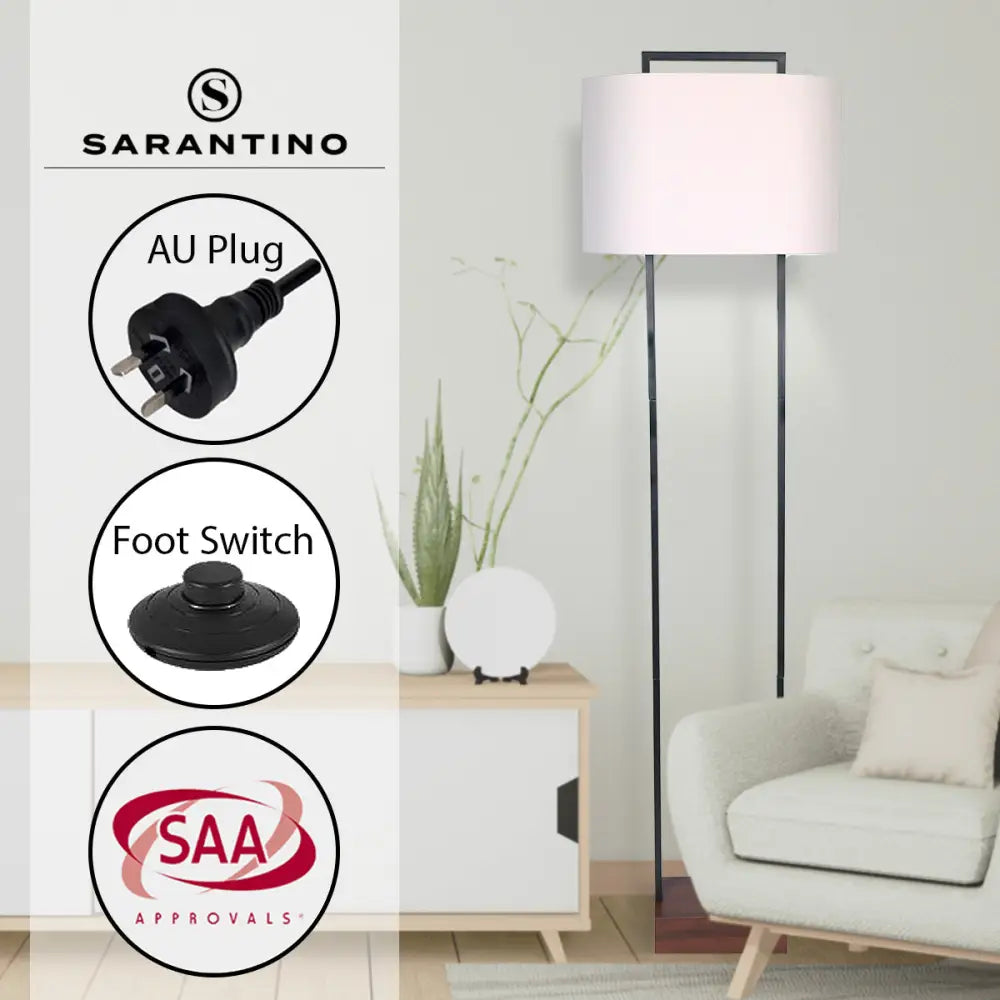 Sarantino Wood Floor Lamp in Cherry Finish - Home & Garden > Lighting