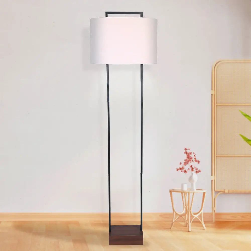 Sarantino Wood Floor Lamp in Cherry Finish - Home & Garden > Lighting