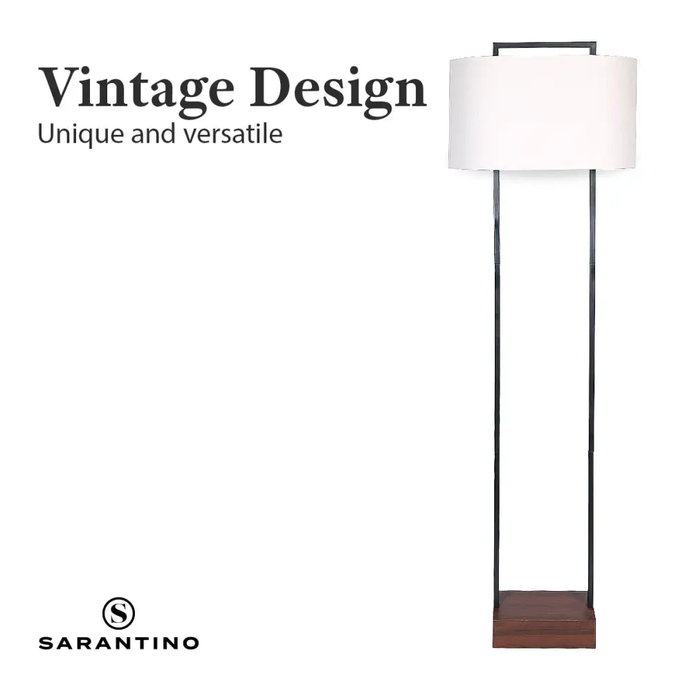 Sarantino Wood Floor Lamp in Cherry Finish - Home & Garden > Lighting