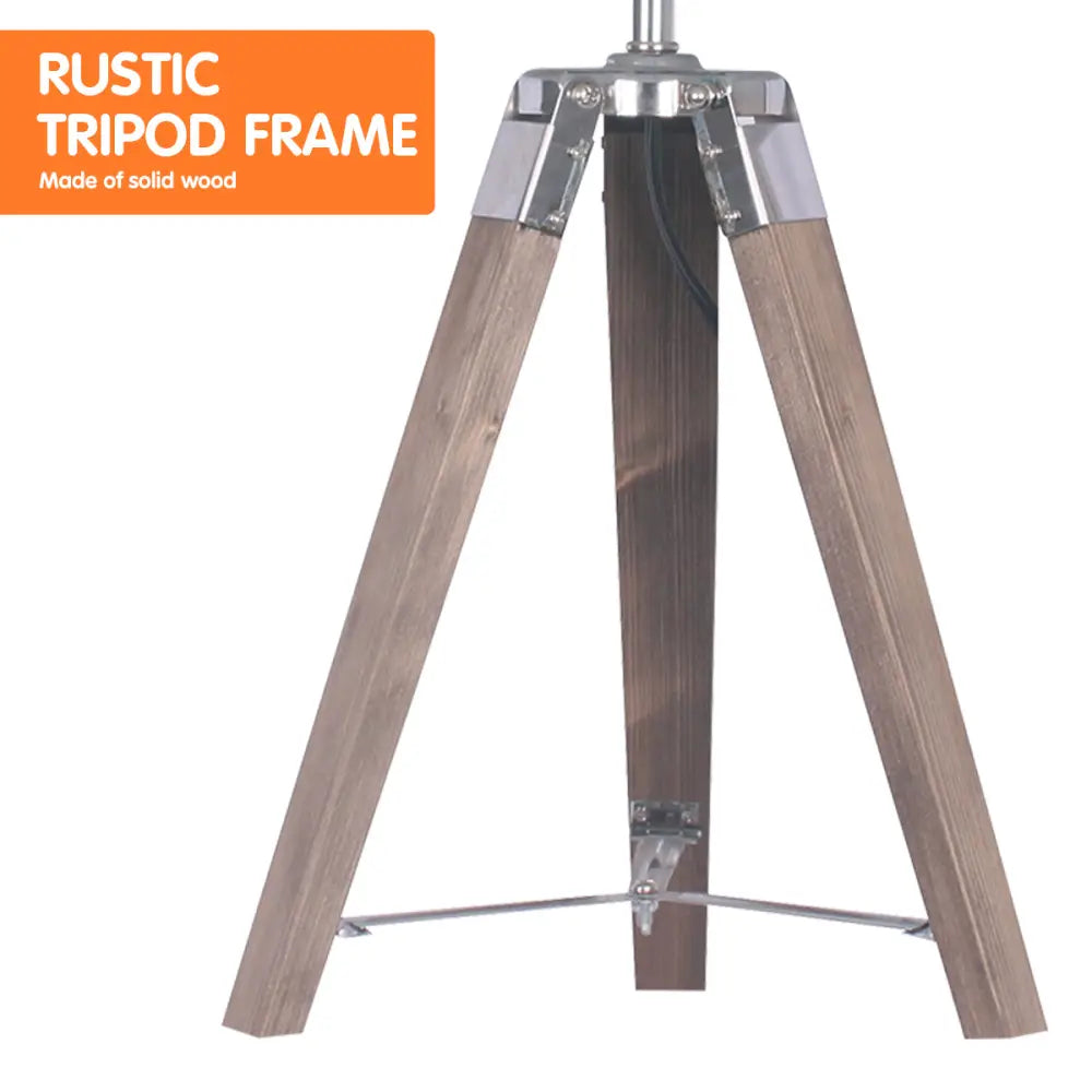 Sarantino Wooden Tripod Table Lamp With Black Taper Fabric Shade - Home & Garden > Lighting