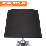 Sarantino Wooden Tripod Table Lamp With Black Taper Fabric Shade - Home & Garden > Lighting