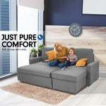 Sarantino3-seater Corner Sofa Bed With Storage Lounge Chaise Couch - Light Grey - Furniture > Sofas
