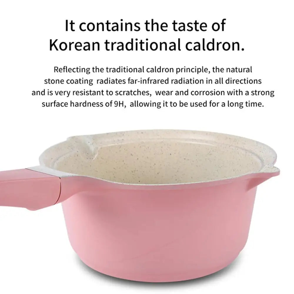 Sauce Pot Frying Pan w/ a Lid Set Non-Stick Stone Induction IH Frypan 16cm IVORY - Home & Garden > Kitchenware