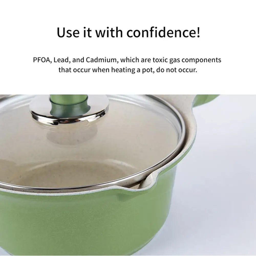 Sauce Pot Frying Pan w/ a Lid Set Non-Stick Stone Induction IH Frypan 16cm IVORY - Home & Garden > Kitchenware
