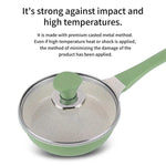 Sauce Pot Frying Pan w/ a Lid Set Non-Stick Stone Induction IH Frypan 16cm IVORY - Home & Garden > Kitchenware
