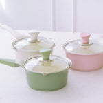 Sauce Pot Frying Pan w/ a Lid Set Non-Stick Stone Induction IH Frypan 16cm IVORY - Home & Garden > Kitchenware