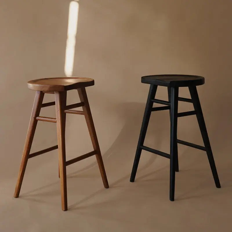 Scandinavian Timber Kitchen Counter Stool (Black) - Furniture > Bar Stools & Chairs > Table & Bar Stools