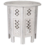 Scilla Rubber Wood Timber Round 45cm Side Table - White - Furniture > Bedroom