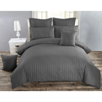 Seersucker King Size Charcoal Duvet Quilt Cover Set - Home & Garden > Bedding > Duvet Covers