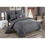 Seersucker Super King Size Charcoal Duvet Quilt Cover Set - Home & Garden > Bedding > Duvet Covers