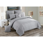 Seersucker Super King Size Grey Duvet Quilt Cover Set - Home & Garden > Bedding > Duvet Covers