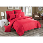 Seersucker Super King Size Quilt/Duvet Cover Set - Red - Home & Garden > Bedding > Duvet Covers
