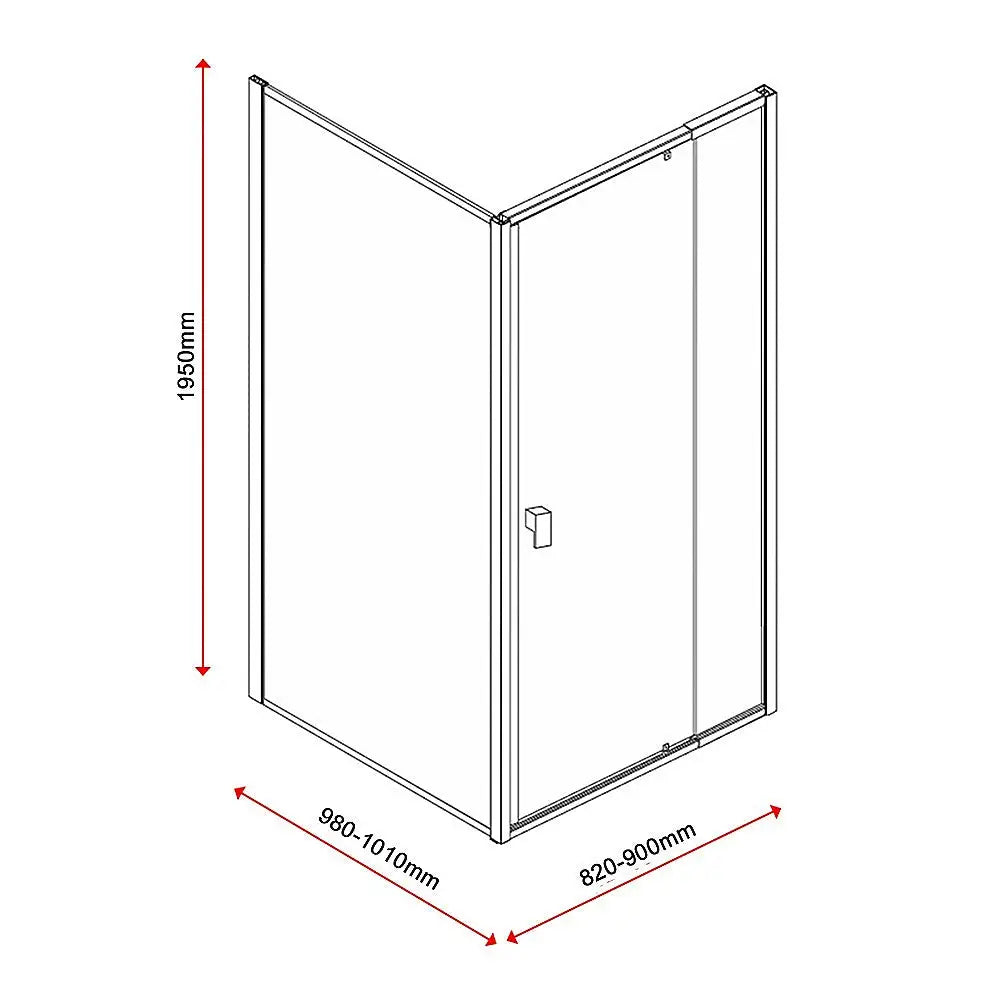 Semi Frameless Shower Screen (82~90)x 195cm & (98~101)x 195cm Side AS/NZS Glass - Furniture > Bathroom > Shower Heads &