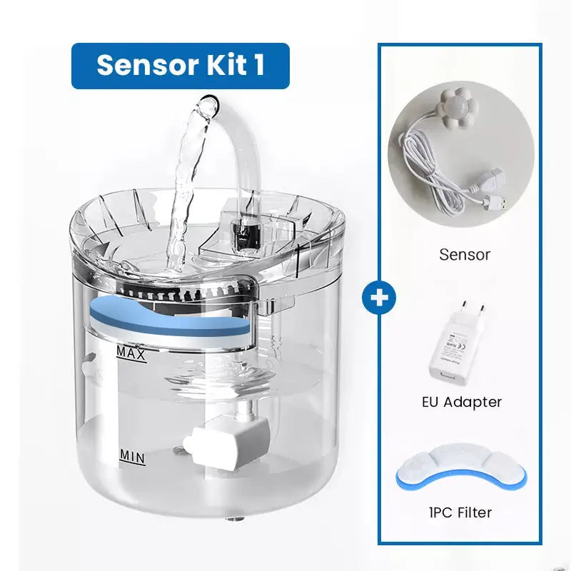 Sensor Kit 1 Pet Water Fountain with Smart Sensor EU Adapter and Filter - Pet Care > Cat Supplies > Cat Bowls Feeders &
