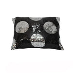 Sequined Black Silver Breakfast Filled Cushion - Home & Garden > Bedding