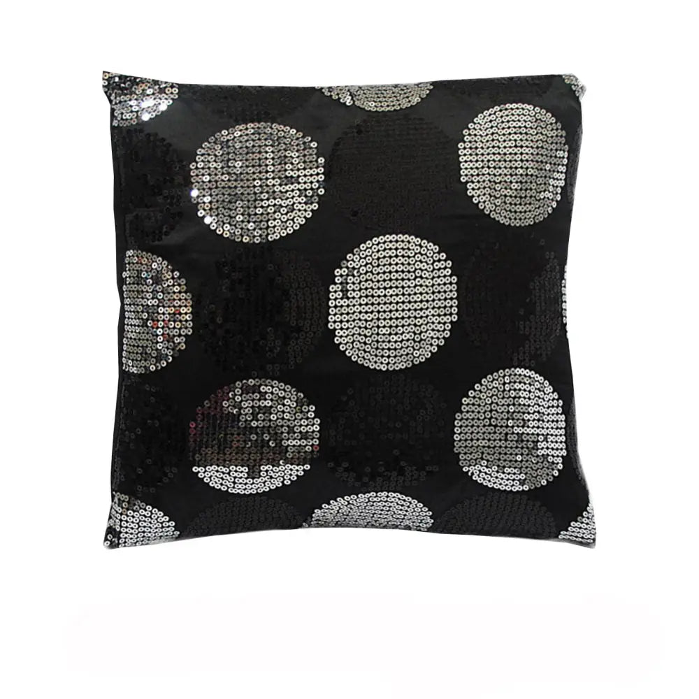 Sequined Black Silver Squared Filled Cushion - Home & Garden > Bedding