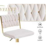 SERENITà 2x Velvet Bar Stools with Braided Back Elegant Kitchen High Chairs Kitchen Island Stools Adjustable Height