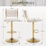 SERENITà 2x Velvet Bar Stools with Braided Back Elegant Kitchen High Chairs Kitchen Island Stools Adjustable Height