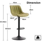 SERENITà AVO Green Modern Height Adjustable Swivel Bar Stools Upholstered Leather Barstool Kitchen Island Chairs