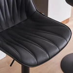 SERENITà Black Modern Height Adjustable Swivel Bar Stools Upholstered Leather Barstool Kitchen Island Chairs with Metal