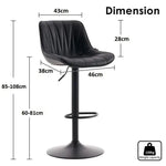 SERENITà Black Modern Height Adjustable Swivel Bar Stools Upholstered Leather Barstool Kitchen Island Chairs with Metal