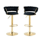 SERENITà Black Velvet Seat Kitchen Breakfast Bar Stools Counter Height Barstools with Back Cushioned Chairs for Home