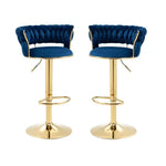 SERENITà Blue Velvet Seat Kitchen Breakfast Bar Stools Counter Height Barstools with Back Cushioned Chairs for Home Bar