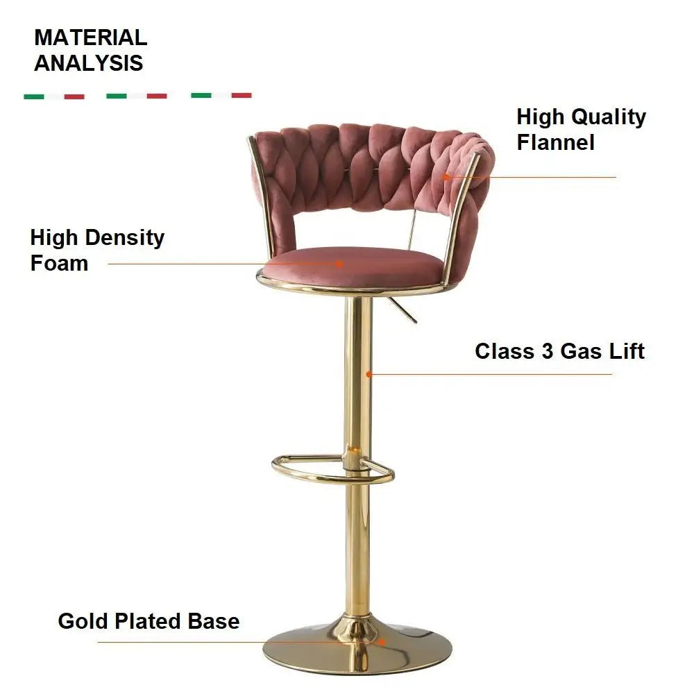 SERENITà Blue Velvet Seat Kitchen Breakfast Bar Stools Counter Height Barstools with Back Cushioned Chairs for Home Bar