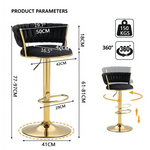 SERENITà Blue Velvet Seat Kitchen Breakfast Bar Stools Counter Height Barstools with Back Cushioned Chairs for Home Bar