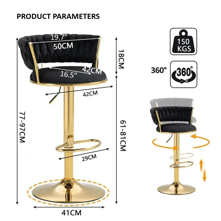 SERENITà Blue Velvet Seat Kitchen Breakfast Bar Stools Counter Height Barstools with Back Cushioned Chairs for Home Bar