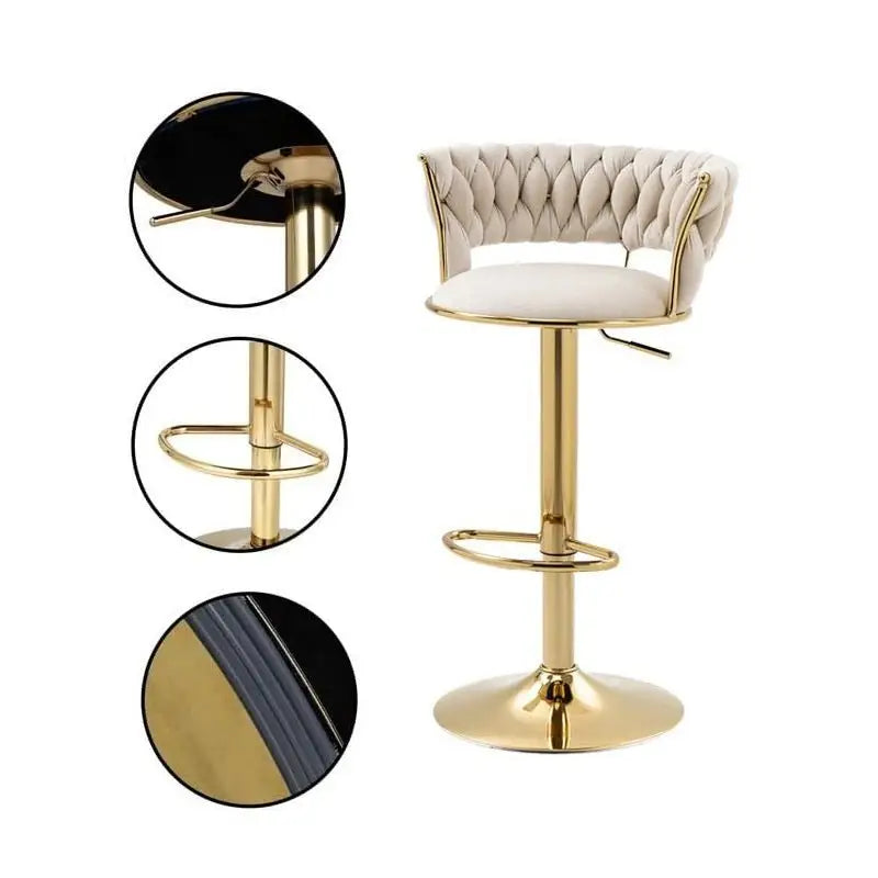 SERENITà Blue Velvet Seat Kitchen Breakfast Bar Stools Counter Height Barstools with Back Cushioned Chairs for Home Bar