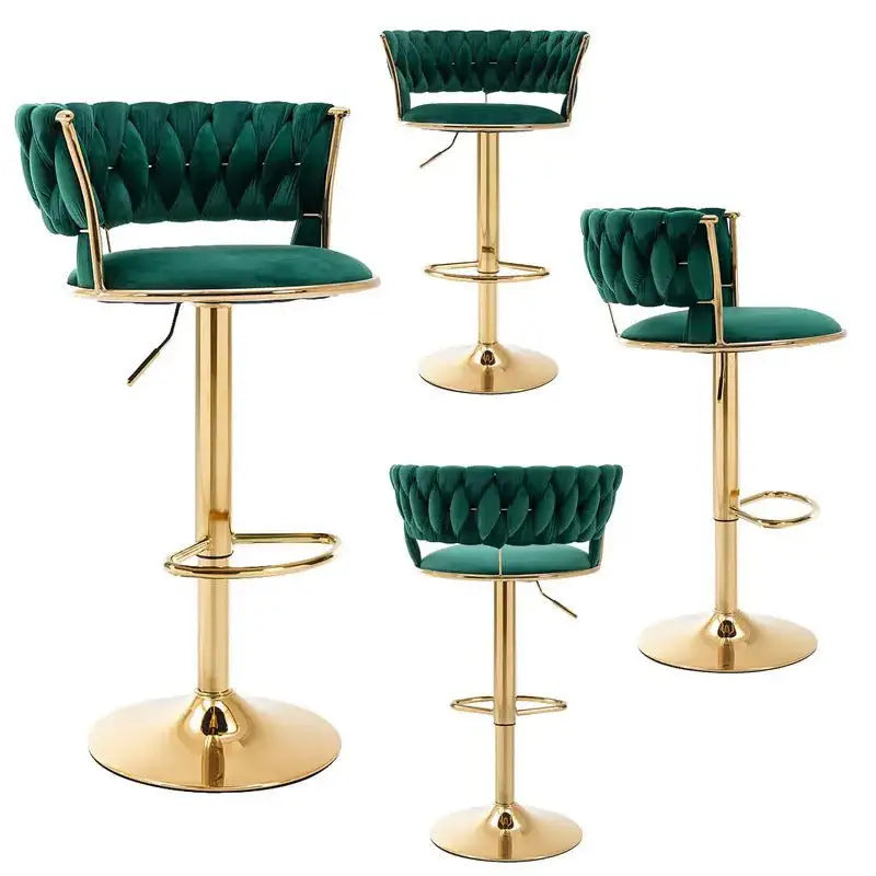 SERENITà Green Velvet Seat Kitchen Breakfast Bar Stools Counter Height Barstools with Back Cushioned Chairs for Home