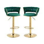 SERENITà Green Velvet Seat Kitchen Breakfast Bar Stools Counter Height Barstools with Back Cushioned Chairs for Home