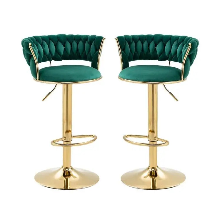 SERENITà Green Velvet Seat Kitchen Breakfast Bar Stools Counter Height Barstools with Back Cushioned Chairs for Home