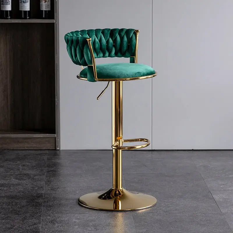 SERENITà Green Velvet Seat Kitchen Breakfast Bar Stools Counter Height Barstools with Back Cushioned Chairs for Home