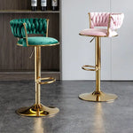 SERENITà Green Velvet Seat Kitchen Breakfast Bar Stools Counter Height Barstools with Back Cushioned Chairs for Home