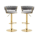 SERENITà Grey Velvet Seat Kitchen Breakfast Bar Stools Counter Height Barstools with Back Cushioned Chairs for Home Bar