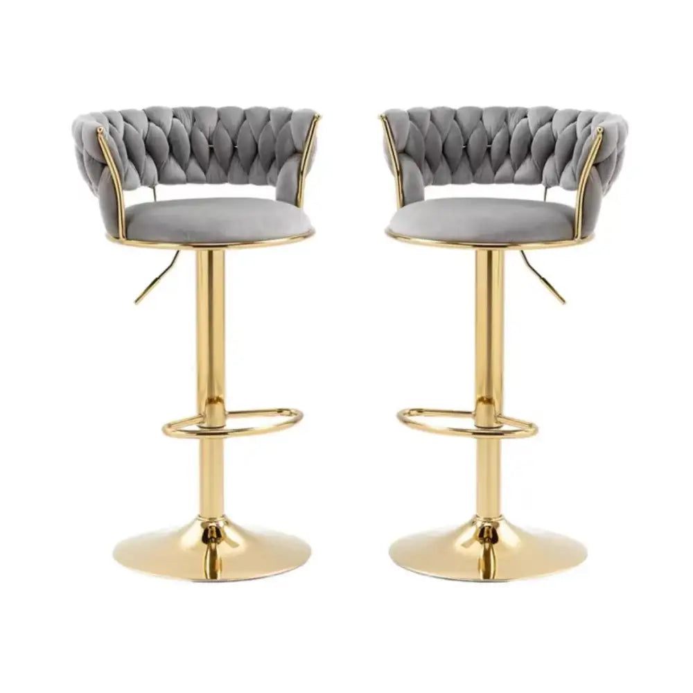 SERENITà Grey Velvet Seat Kitchen Breakfast Bar Stools Counter Height Barstools with Back Cushioned Chairs for Home Bar