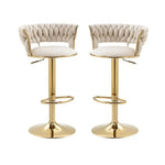 SERENITà Ivory Velvet Seat Kitchen Breakfast Bar Stools Counter Height Barstools with Back Cushioned Chairs for Home