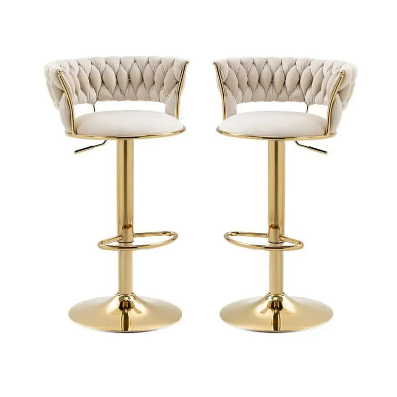 SERENITà Ivory Velvet Seat Kitchen Breakfast Bar Stools Counter Height Barstools with Back Cushioned Chairs for Home