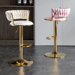 SERENITà Ivory Velvet Seat Kitchen Breakfast Bar Stools Counter Height Barstools with Back Cushioned Chairs for Home
