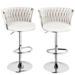 SERENITà Modern Silver Swivel Upholstered Velvet Adjustable Height Counter Stool with Metal Frame White (Set of 2)