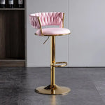 SERENITà Pink Velvet Seat Kitchen Breakfast Bar Stools Counter Height Barstools with Back Cushioned Chairs for Home Bar