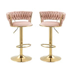SERENITà Pink Velvet Seat Kitchen Breakfast Bar Stools Counter Height Barstools with Back Cushioned Chairs for Home Bar