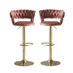 SERENITà Red Bean Brown Velvet Seat Kitchen Breakfast Bar Stools Counter Height Barstools with Back Cushioned Chairs