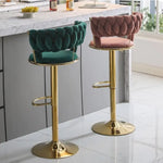 SERENITà Red Bean Brown Velvet Seat Kitchen Breakfast Bar Stools Counter Height Barstools with Back Cushioned Chairs