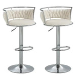 SERENITà Silver Swivel Upholstered Velvet Adjustable Height Counter Stool with Metal Frame White (Set of 2) - Furniture