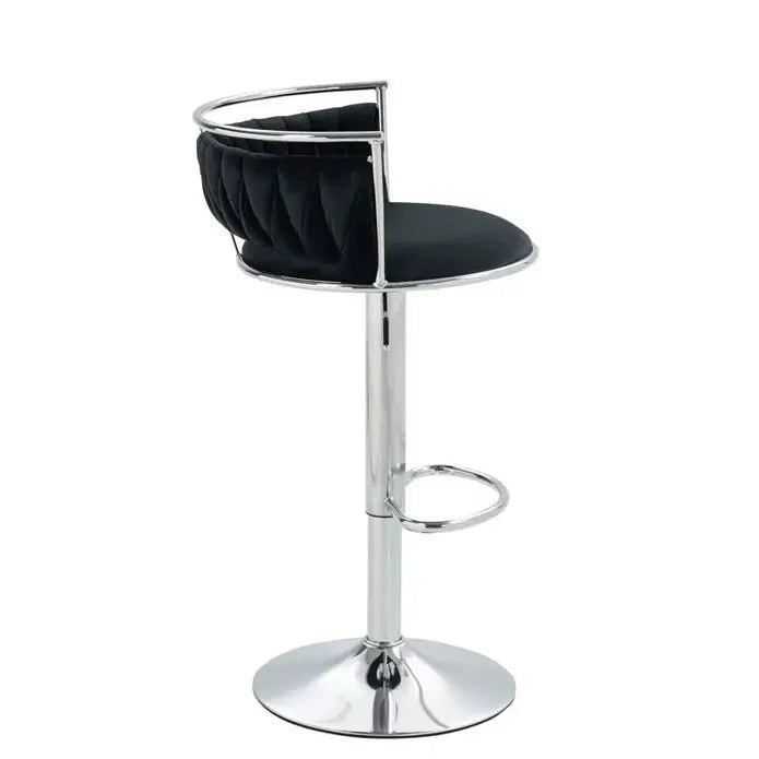 SERENITà Silver Swivel Upholstered Velvet Adjustable Height Counter Stool with Metal Frame Black (Set of 2) - Furniture
