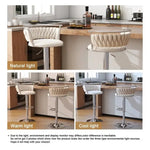 SERENITà Silver Swivel Upholstered Velvet Adjustable Height Counter Stool with Metal Frame White (Set of 2) - Furniture