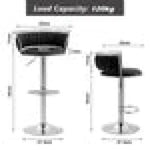 SERENITà Silver Swivel Upholstered Velvet Adjustable Height Counter Stool with Metal Frame Black (Set of 2) - Furniture